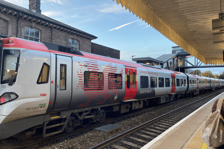 A train is held at Abergavenny station due to an emergency incident 28.10.25