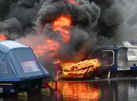 IN PICTURES: Fire crews tackle blaze at boat club near Abergavenny