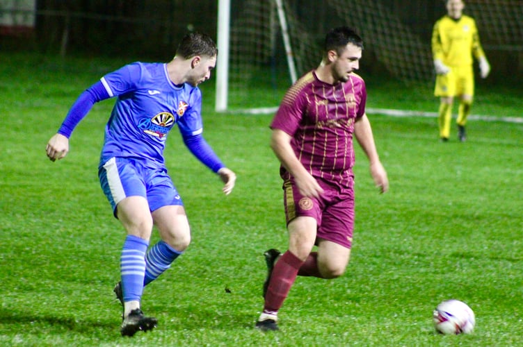 An Aber player looks for the chance to win possession