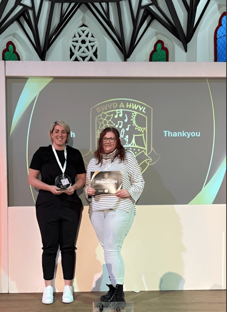 Laura James and Becky Hall with MonLife Sports Coach Award