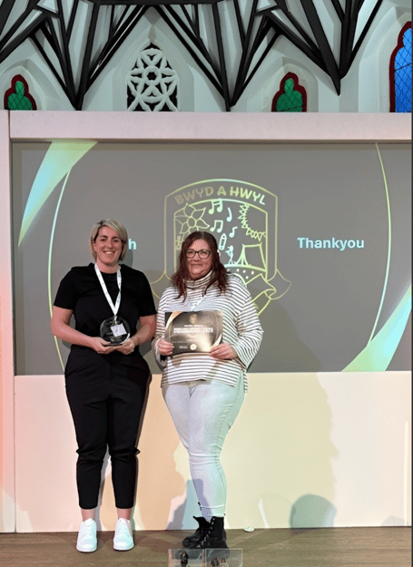 Laura James and Becky Hall with MonLife Sports Coach Award