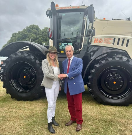 Laura Anne Jones with Nigel Farage at the Royal Welsh Show. Photo Cllr Iain Mcintosh/ Reform