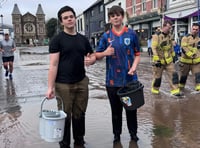 
Abergavenny teens clear Storm Claudia floodwater by hand! 
