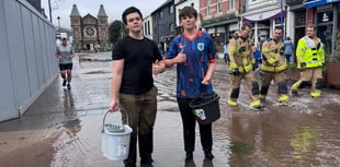 
Abergavenny teens clear Storm Claudia floodwater by hand! 
