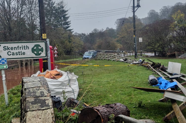 The power of the water swept this fence away
