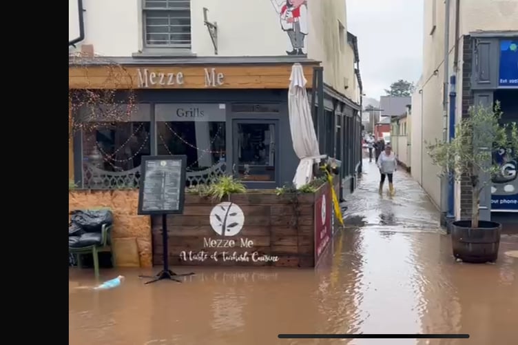 Flooded businesses abergavenny