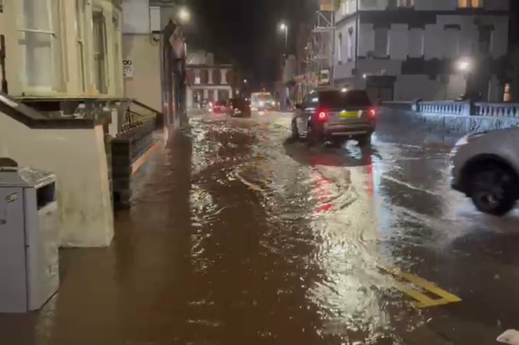 Cars flood abergavenny