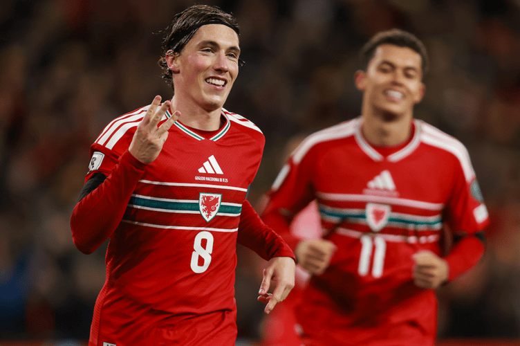 Wales skipper Harry Wilson celebrates his hat-trick in the 7-1 mauling of North Macedonia