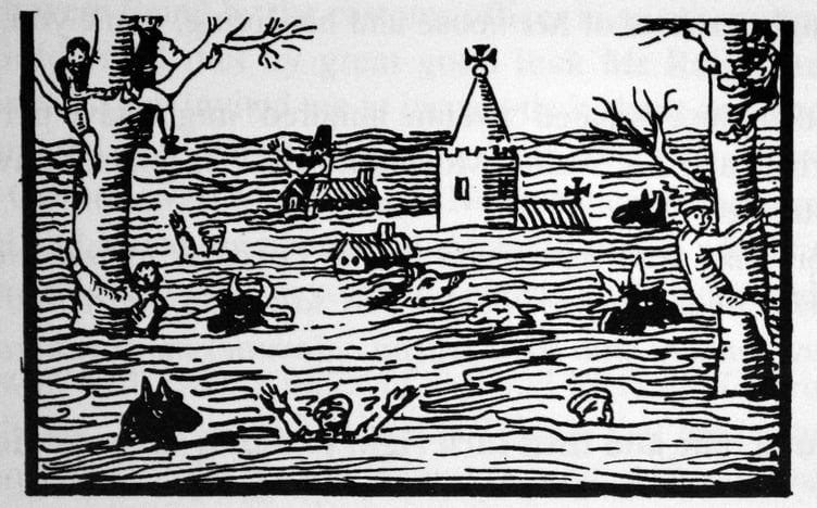 Cartoon depicting the Great Flood in 1606 (1607)