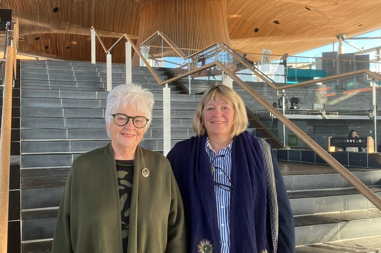 Mary Clarke with Nicola Awni, organiser of the Light the Candle at the Senedd