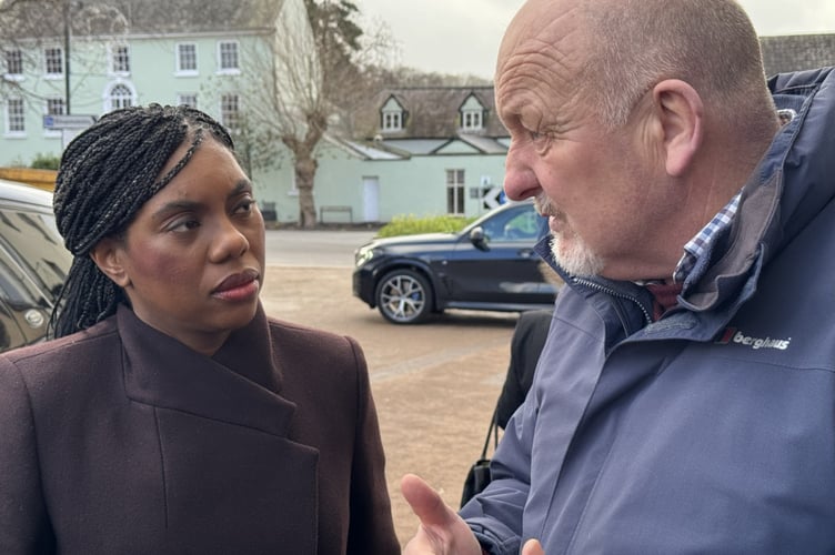 Kemi Badenoch welcomed to Monmouth by Peter Fox
