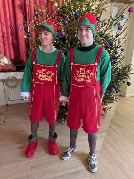Aidan and Adam, two Llanarth Cricket Club elves who supported the club’s children’s Christmas Party as part of a day of Christmas Events run by the village hall and the Village Alive Trust.