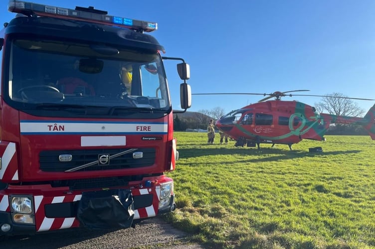 Fire engine and air ambulance