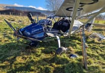 Crickhowell fire teams on the scene as light aircraft crash lands in field