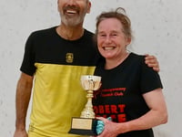 Tess takes club squash title 3-2 from Jason 