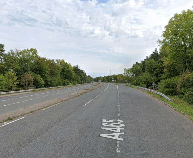 Collision shuts A465 near Abergavenny community hospital 