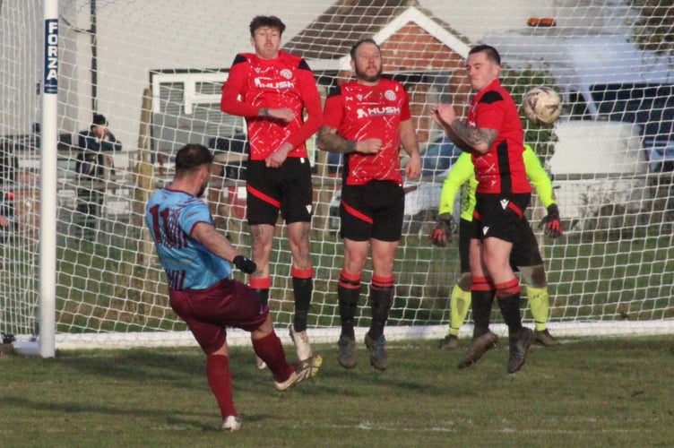 Cwmbran whip in a free-kick at Mardy