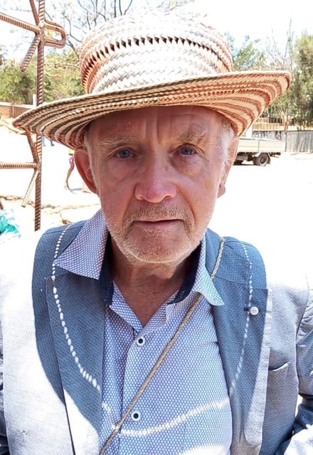 Stephen about to travel by lorry in northwestern Mozambique.