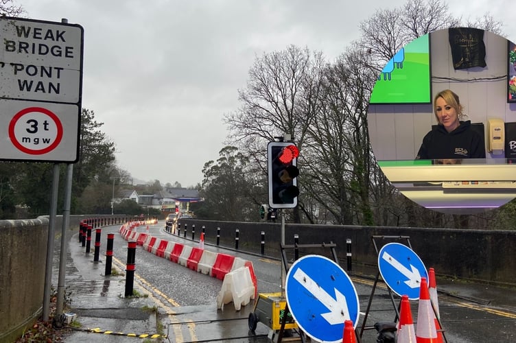 Gilwern viaduct traffic regs plus Fay Rossini (business owner)