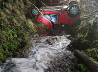 Crickhowell fire crew called as car crashed into stream