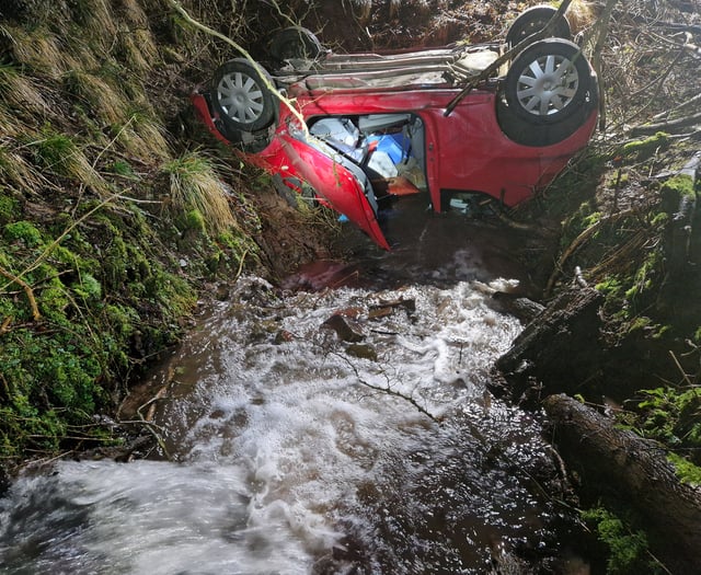 Crickhowell fire crew called as car crashed into stream
