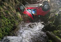 Driver saved from wreck by Crickhowell crew after car rolls into stream