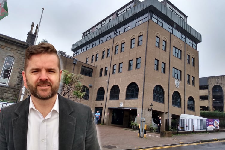 Torfaen Civic Centre and Anthony Hunt -  leader of Torfaen County Borough Council 