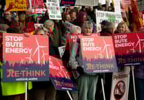 Hundreds gather outside the Senedd for a mass protest against large-scale wind farms