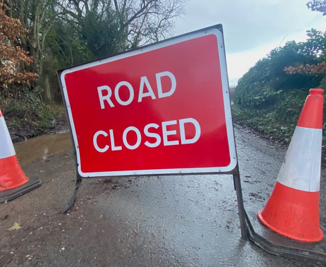 Road closure at Old Hereford Road,  Pantygelli 