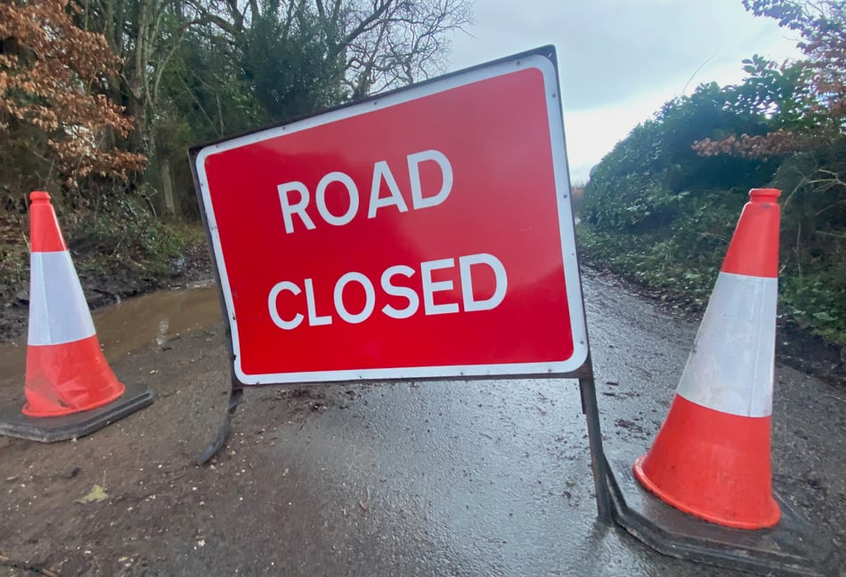 Road closure at Old Hereford Road,  Pantygelli 