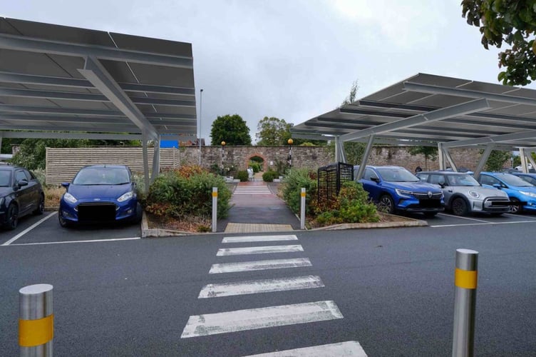 This is how a route leading to the listed walled garden at the Grange University Hospital could look with solar car ports in place. Picture: Torfaen County Borough Council planning file.