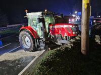 Tractor loses wheel in crash with car on A40 at Crickhowell