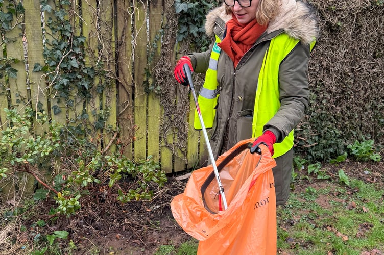 Catherine Fookes MP Litter Picking in Abergavenny