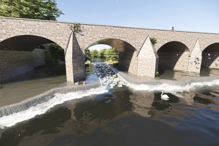A planned new fish pass at Llanfoist bridge