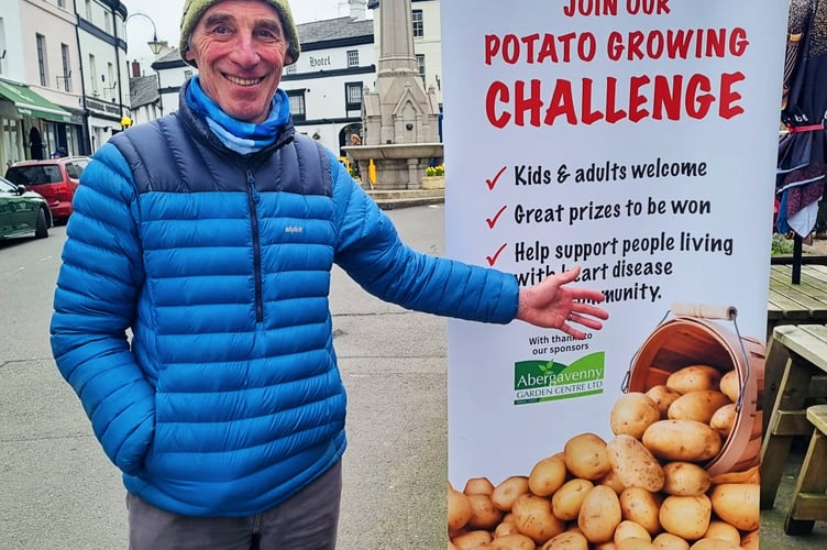 John Hyde, a survivor or two cardiac arrests, is encouraging everyone to take part in the North Gwent Cardiac Rehabilitation & Aftercare Charity’s annual Potato Growing Challenge.