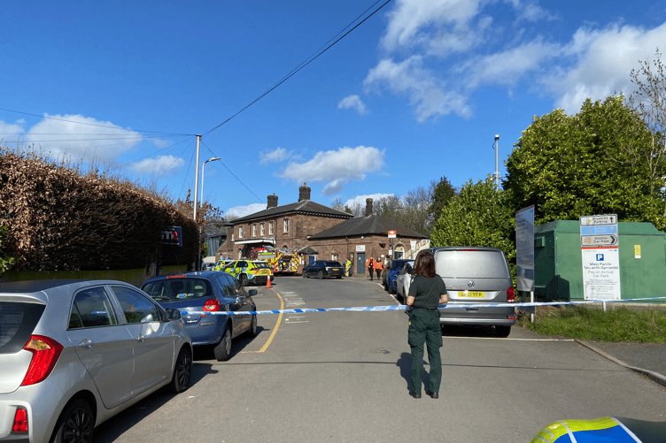 A police cordon was in place at Abergavenny Station