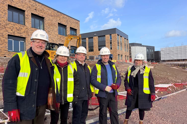 Conservative councillors outside King Henry VIII 3-19 School (from L to R, Alistair Neill, Jan Butler, Christopher Edwards, Richard John and Rachel Buckler.)