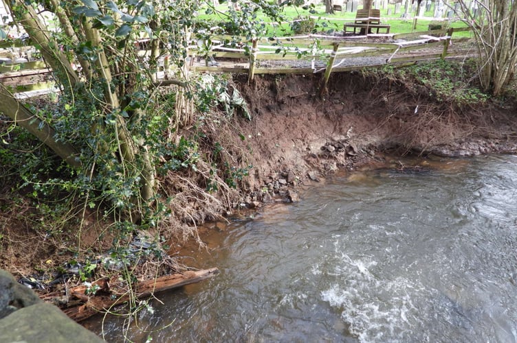 The erosion which is threatening the historic churchyard at St Teilo's