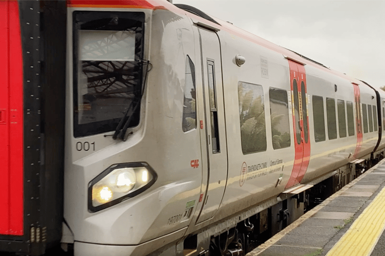 Transport for Wales train arriving at Pembroke Dock