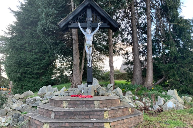 The crucifixion outside Abergavenny's Our Lady and St Michael
