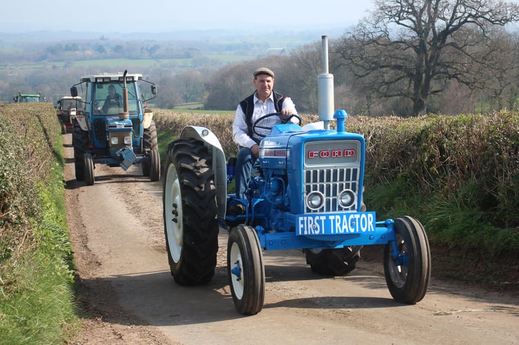 Bathed in Spring sunshine, haulier Richard Westbury leading the run
