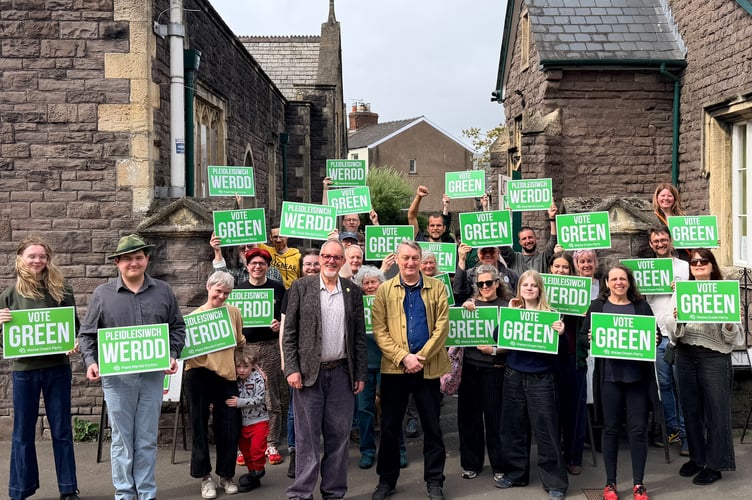 Green Party campaigning in Abergavenny