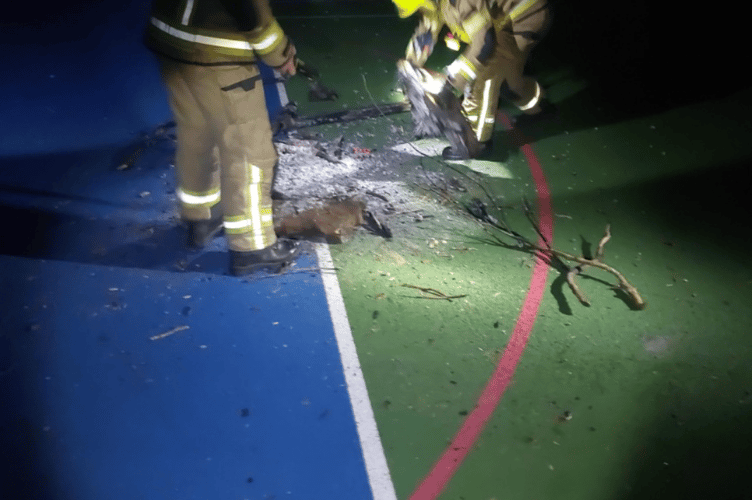Sports court arson attack Blaenavon