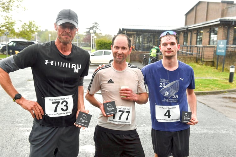 Wyndham Turner, centre, won the Kymin Dash from George Anthony, right, and Dan George