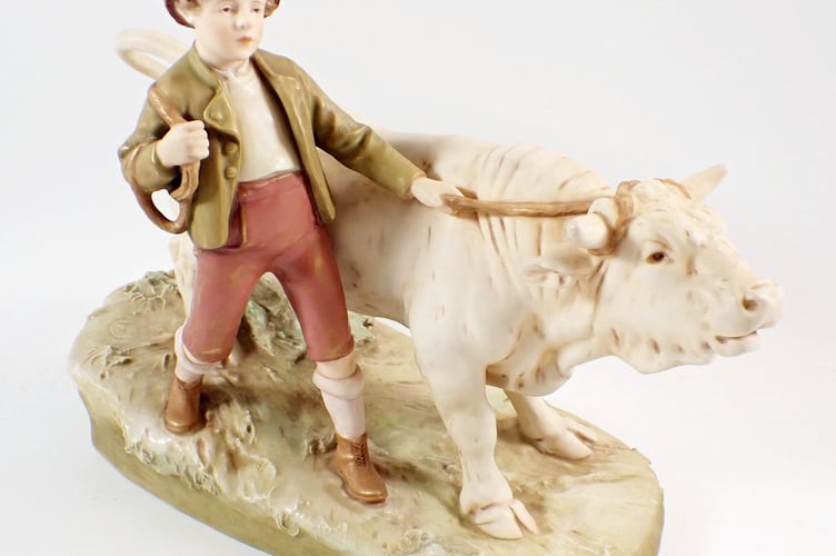Royal Dux Boy with Bull