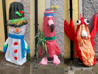 The many faces of Bertie the Crickhowell bollard