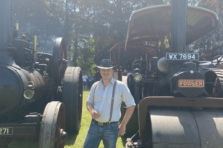 Steam rally engines and man