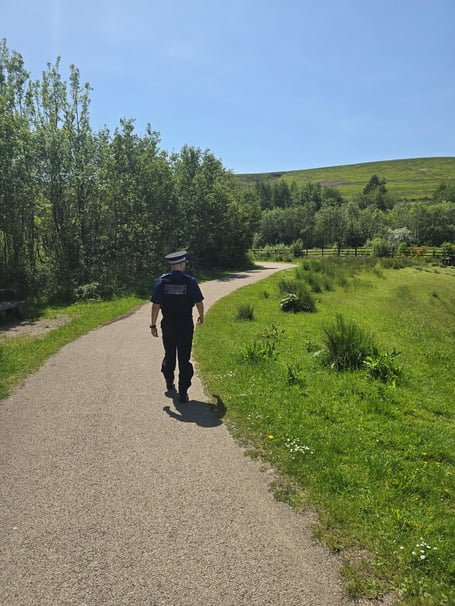 Police officer at Garn Lakes, Blaenavon