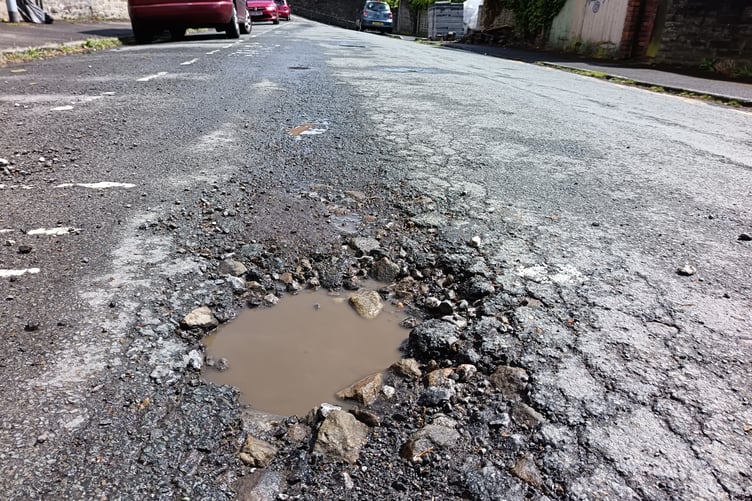 A pothole on Brooklands Terrace, Swansea (pic Richard Youle and free for use for wire partners)
