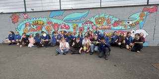 School kids celebrate completion of new artwork
